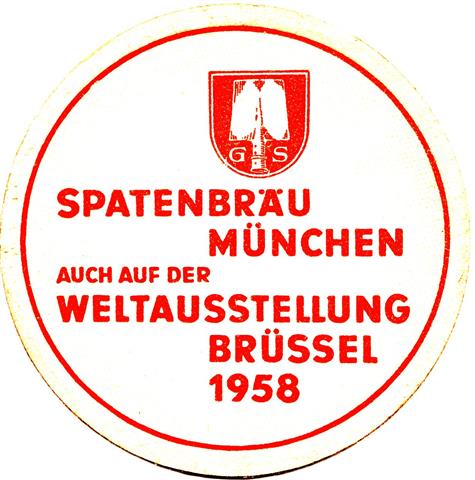 mnchen m-by spaten spat rund 2ab (215-weltausstellung 1958-rot)